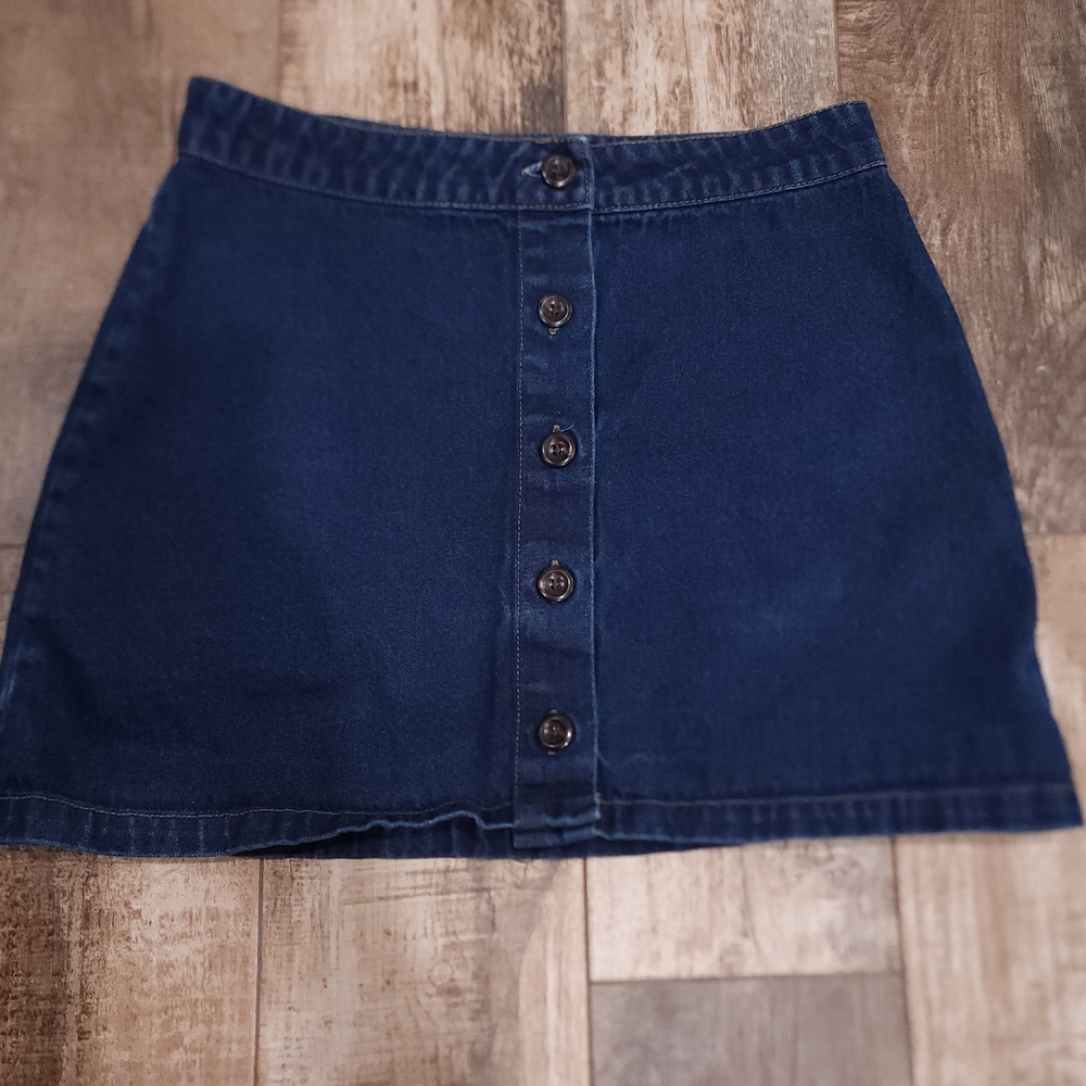 Denim Button-Front Mini Skirt